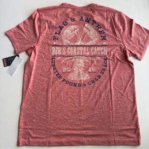 Flag And Anthem Medium Red T- Shirt Madeflex Moisture Wicking UPF Stretch - NWT